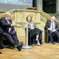 Die vier Wirtschaftsminister auf dem Podium: Margarete Schramböck (A), Peter Altmaier (D), Johann Schneider-Amann (CH) und Daniel Risch (FL) (v.l.n.r.) (Bild: ETH Zürich/Oliver Bartenschlager)