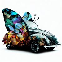 Mit KI entworfen: Schmetterling-Käfer-Auto (Bild: OST) 